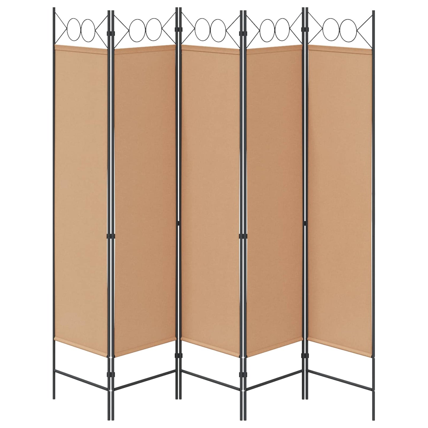 vidaXL 5-Panel Room Divider Beige 200 x 180 cm Fabric