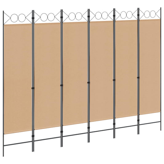 vidaXL 6-Panel Room Divider Beige 240 x 180 cm Fabric