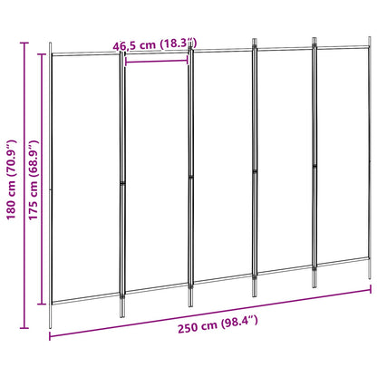 vidaXL 5-Panel Room Divider Beige 250 x 180 cm Fabric