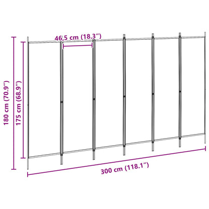 vidaXL 6-Panel Room Divider Beige 300 x 180 cm Fabric