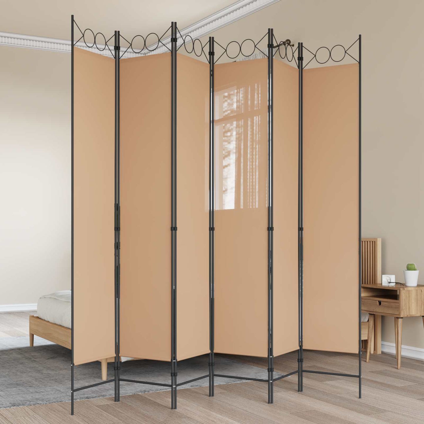 vidaXL 6-Panel Room Divider Beige 240 x 220 cm Fabric
