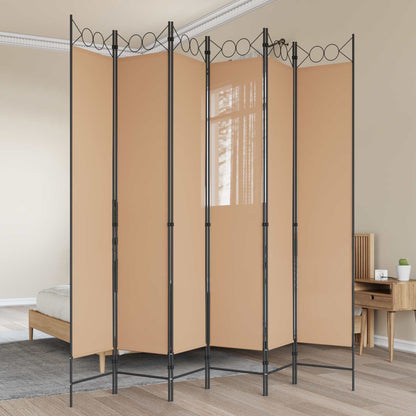vidaXL 6-Panel Room Divider Beige 240 x 220 cm Fabric