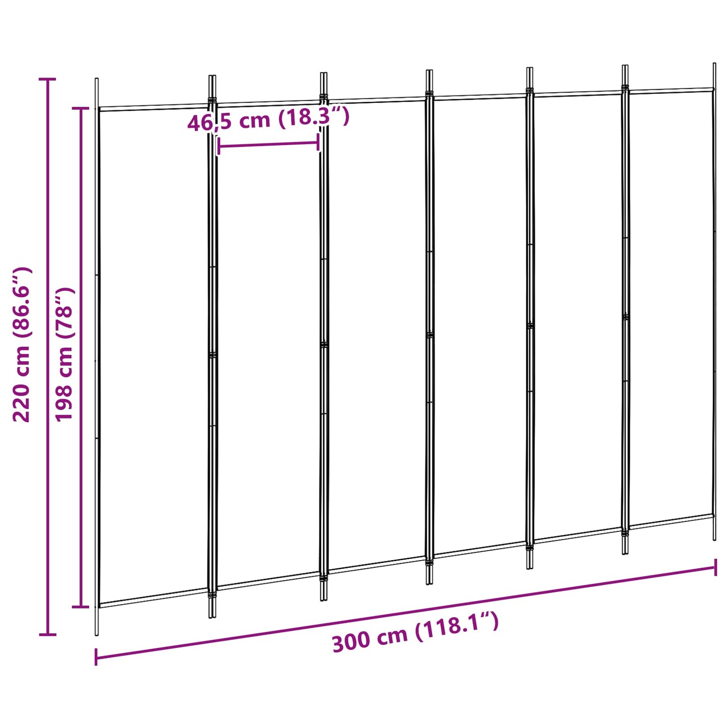 vidaXL 6-Panel Room Divider Beige 300 x 220 cm Fabric