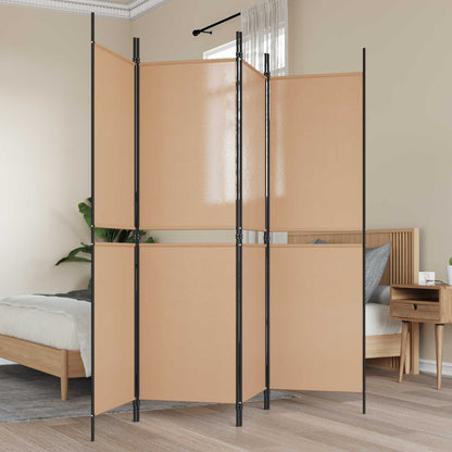 vidaXL 4-Panel Room Divider Beige 200 x 180 cm Fabric