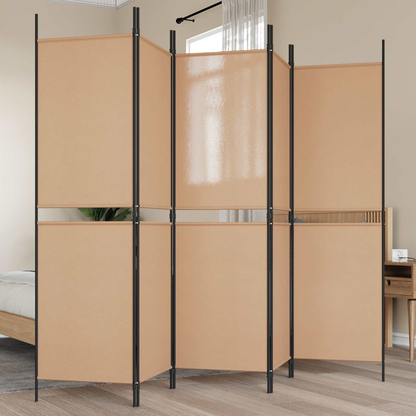 vidaXL 5-Panel Room Divider Beige 250 x 180 cm Fabric