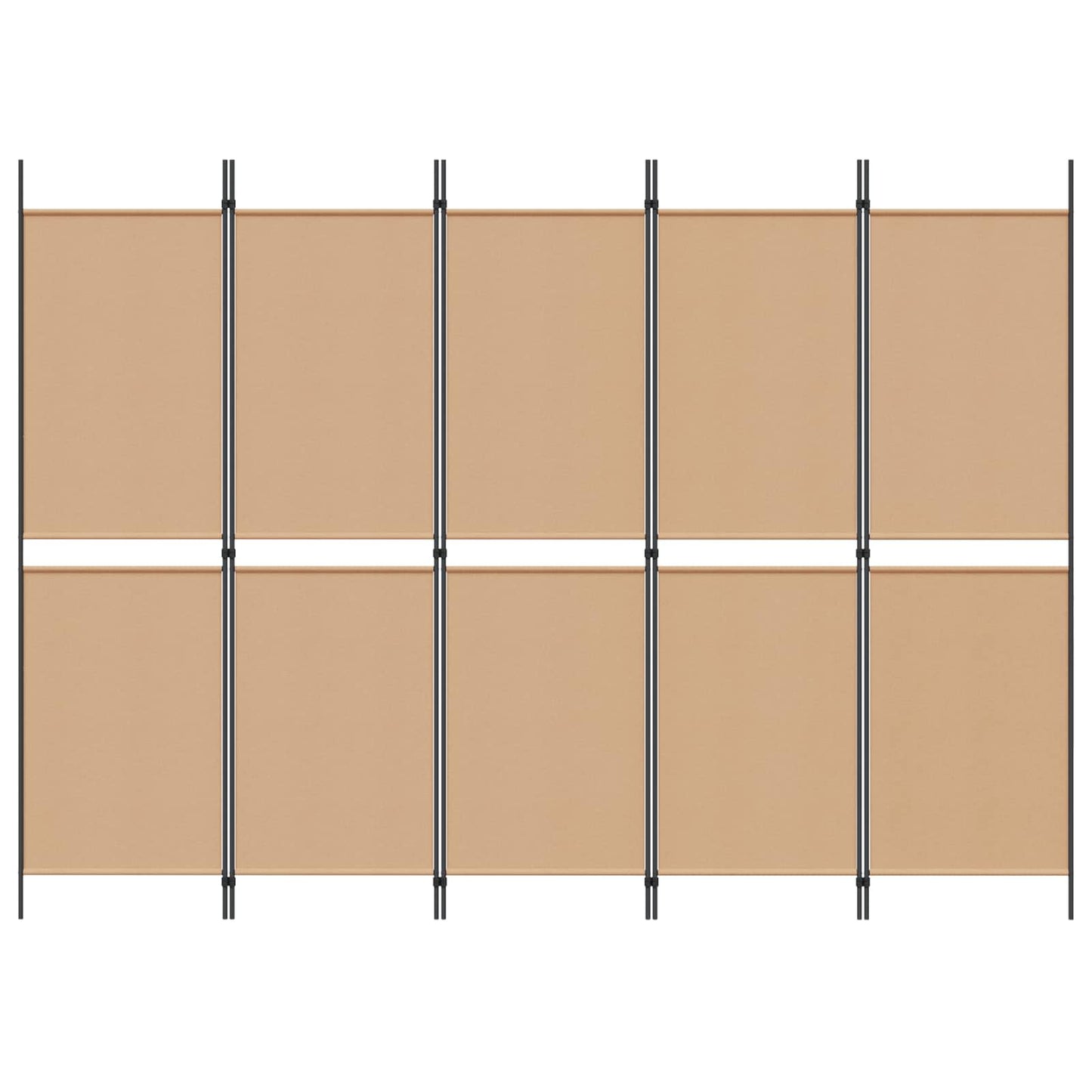 vidaXL 5-Panel Room Divider Beige 250 x 180 cm Fabric