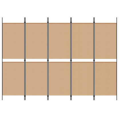 vidaXL 5-Panel Room Divider Beige 250 x 180 cm Fabric