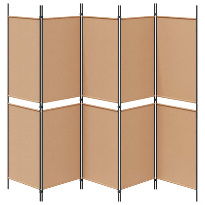 vidaXL 5-Panel Room Divider Beige 250 x 180 cm Fabric