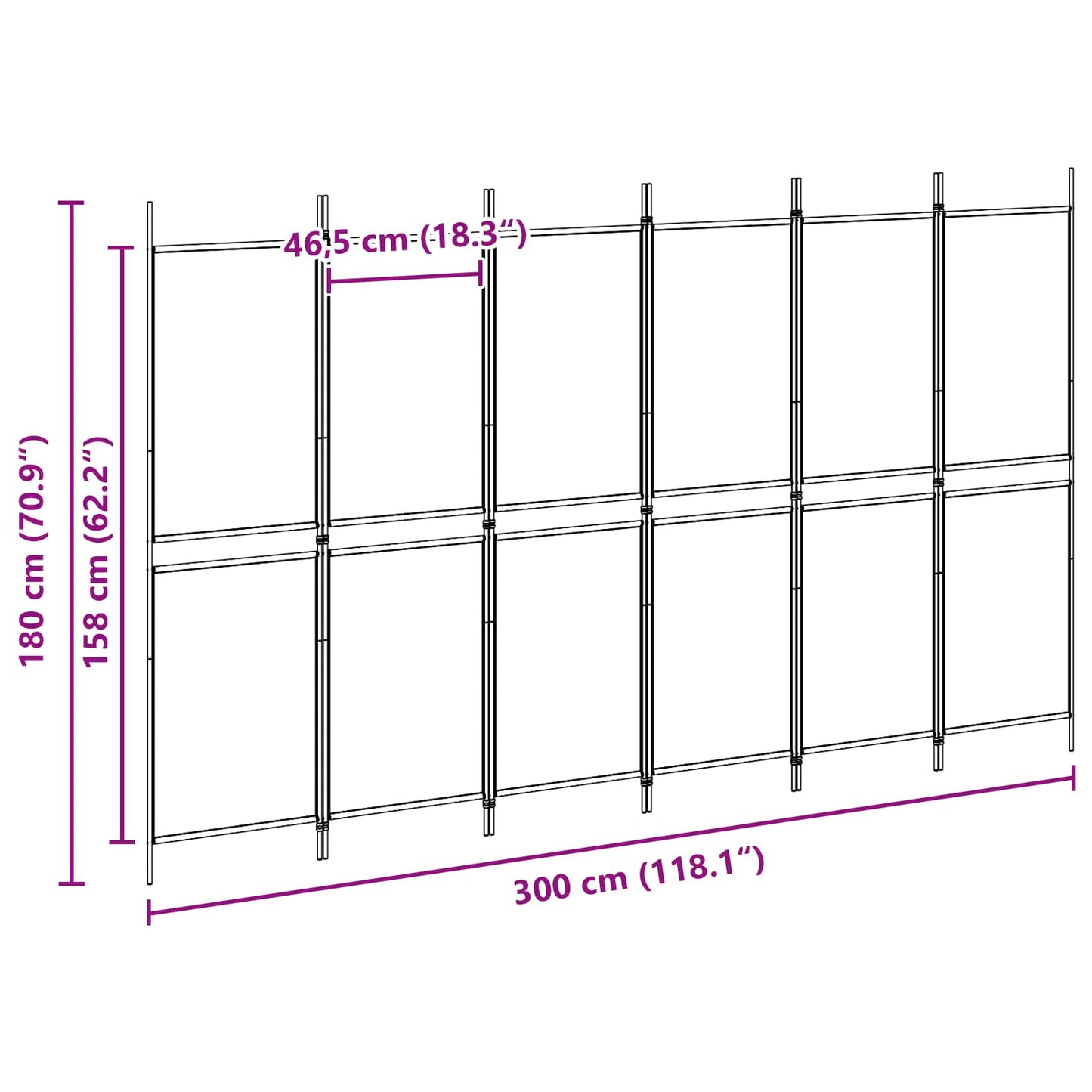 vidaXL 6-Panel Room Divider Beige 300 x 180 cm Fabric