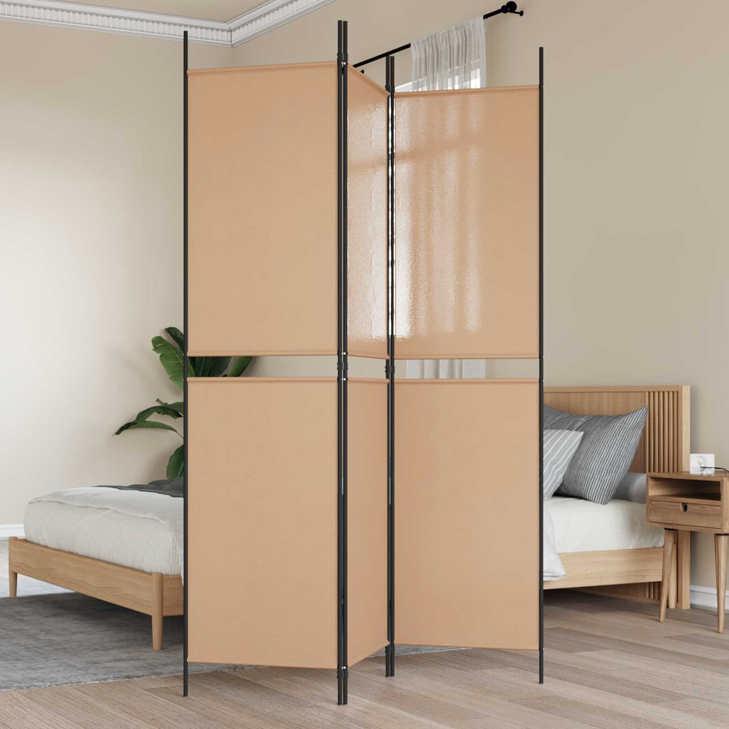 vidaXL 3-Panel Room Divider Beige 150 x 200 cm Fabric