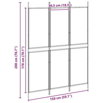 vidaXL 3-Panel Room Divider Beige 150 x 200 cm Fabric