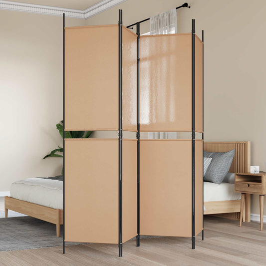 vidaXL 4-Panel Room Divider Beige 200 x 200 cm Fabric