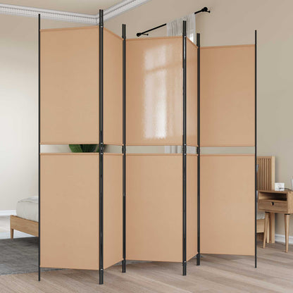 vidaXL 5-Panel Room Divider Beige 250 x 200 cm Fabric
