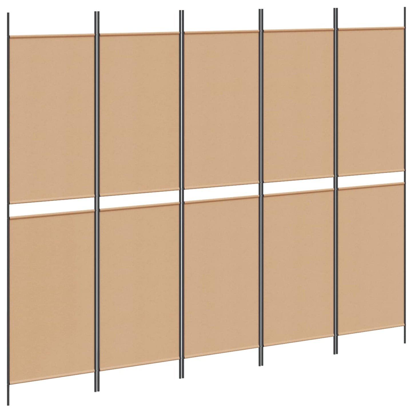vidaXL 5-Panel Room Divider Beige 250 x 200 cm Fabric
