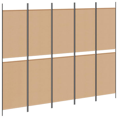 vidaXL 5-Panel Room Divider Beige 250 x 200 cm Fabric