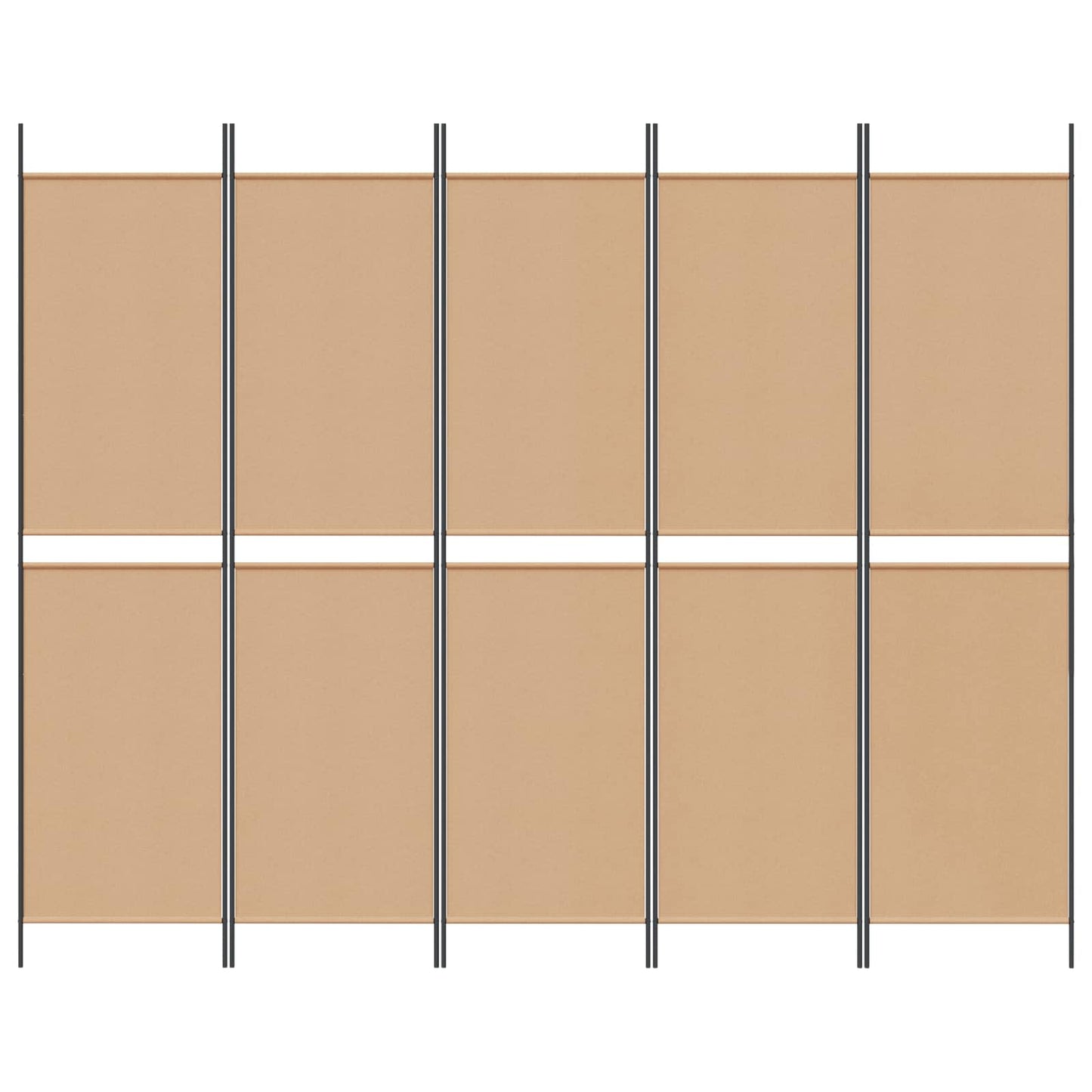 vidaXL 5-Panel Room Divider Beige 250 x 200 cm Fabric