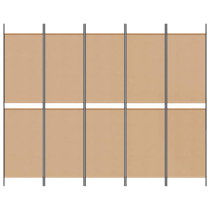 vidaXL 5-Panel Room Divider Beige 250 x 200 cm Fabric