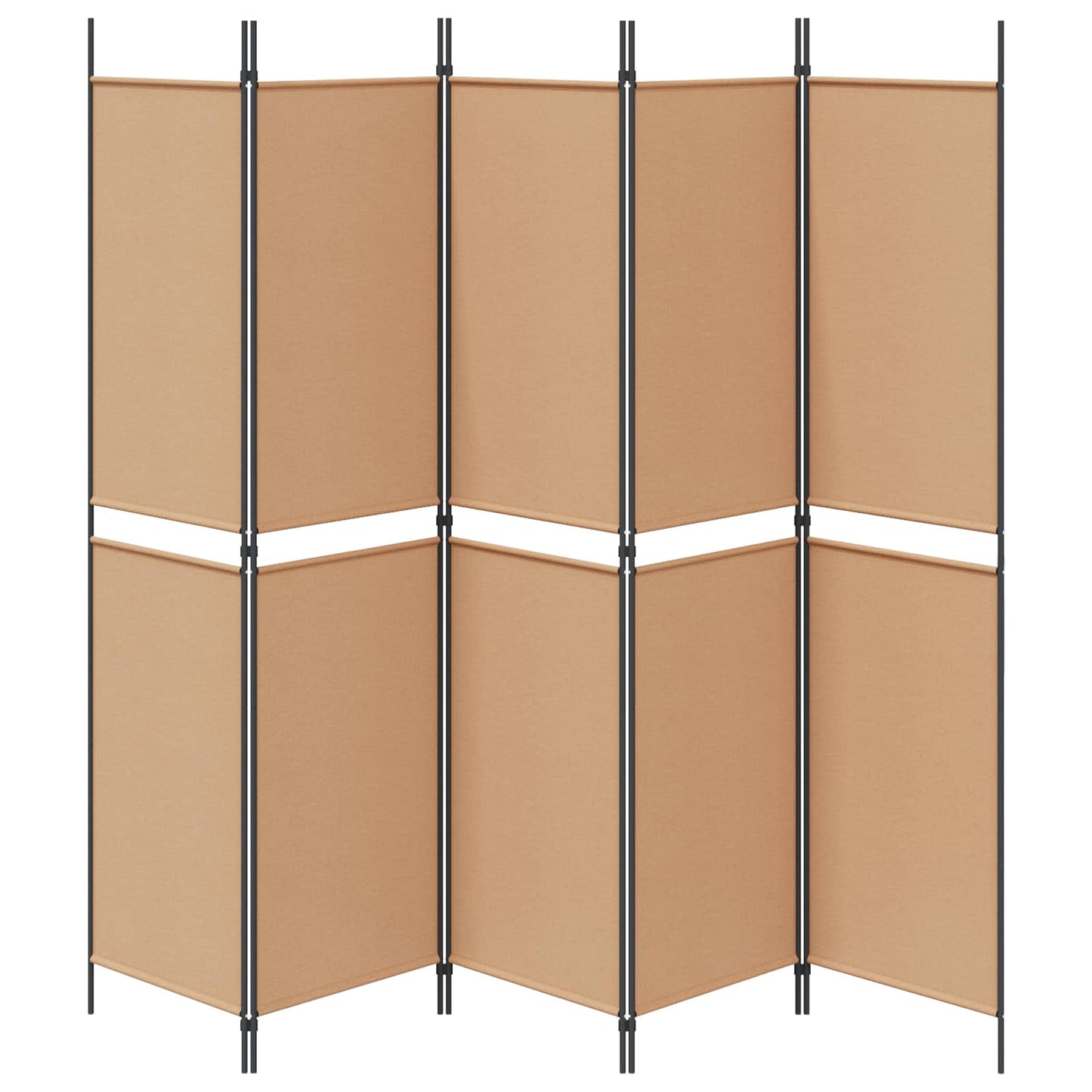 vidaXL 5-Panel Room Divider Beige 250 x 200 cm Fabric
