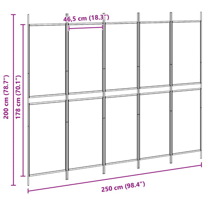 vidaXL 5-Panel Room Divider Beige 250 x 200 cm Fabric