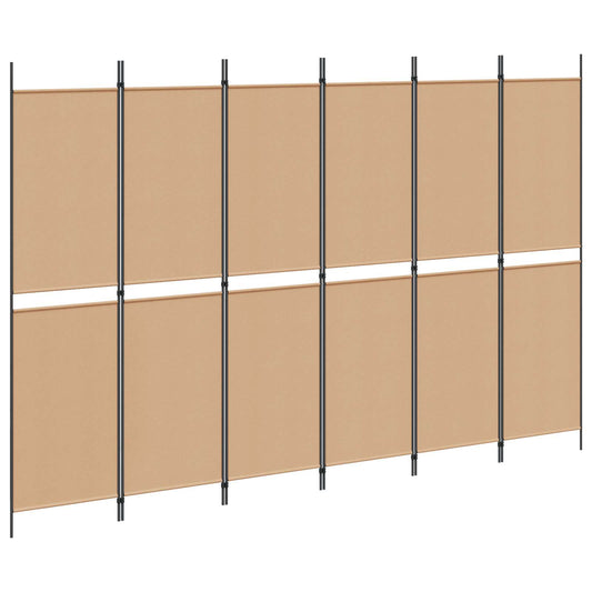 vidaXL 6-Panel Room Divider Beige 300 x 200 cm Fabric