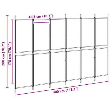vidaXL 6-Panel Room Divider Beige 300 x 200 cm Fabric