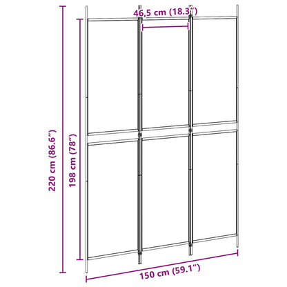 vidaXL 3-Panel Room Divider Beige 150 x 220 cm Fabric