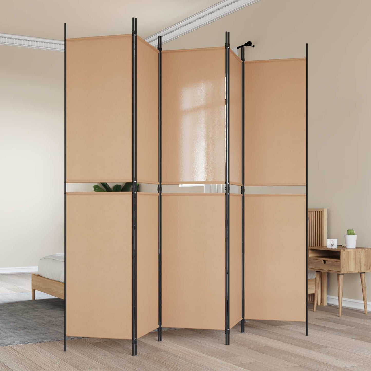 vidaXL 5-Panel Room Divider Beige 250 x 220 cm Fabric