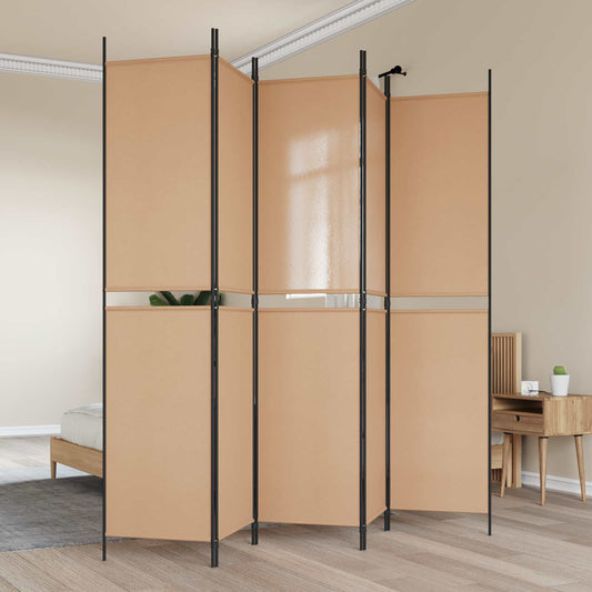 vidaXL 5-Panel Room Divider Beige 250 x 220 cm Fabric