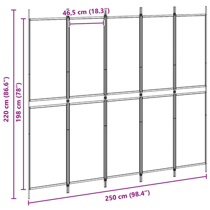 vidaXL 5-Panel Room Divider Beige 250 x 220 cm Fabric