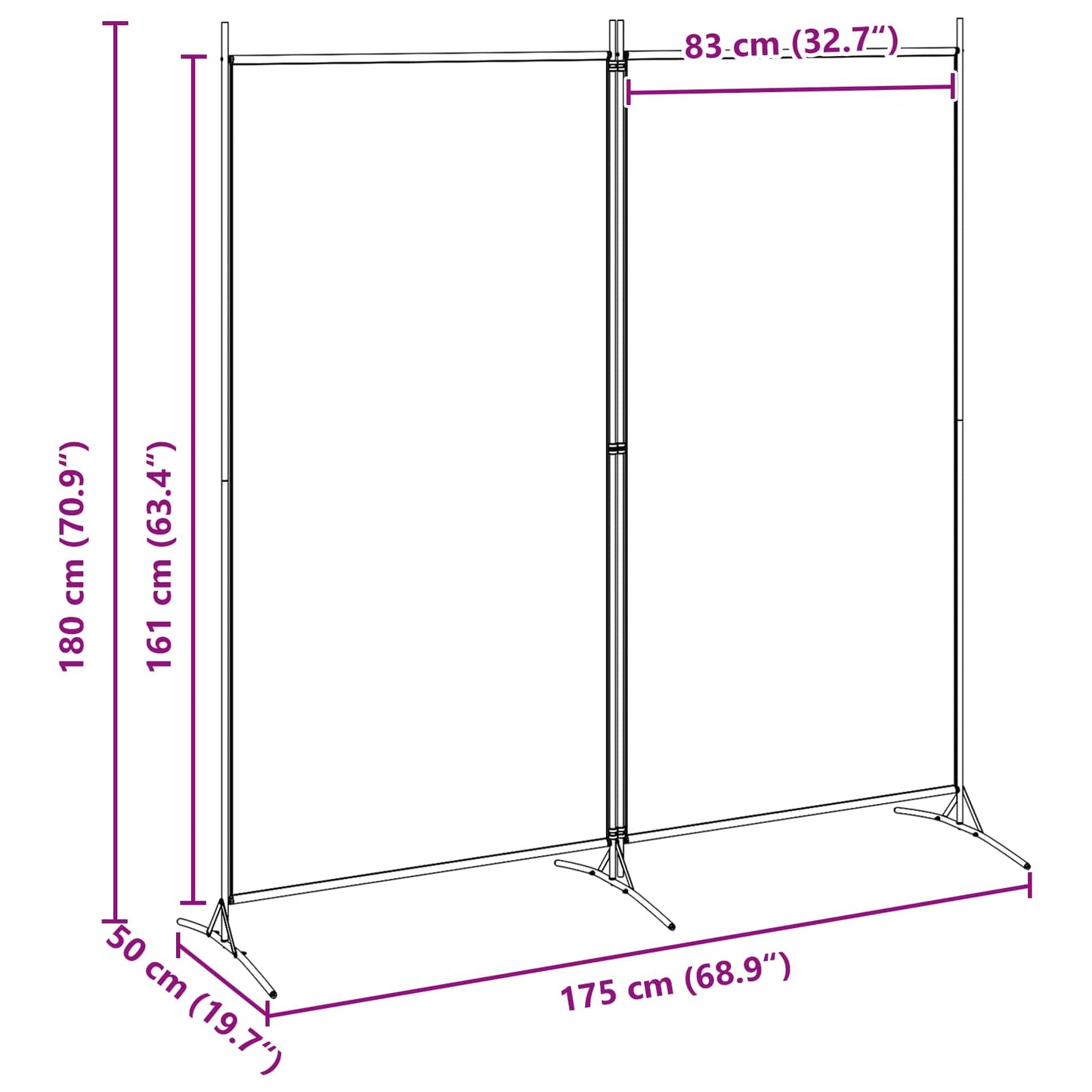 vidaXL 2-Panel Room Divider Beige 175 x 180 cm Fabric
