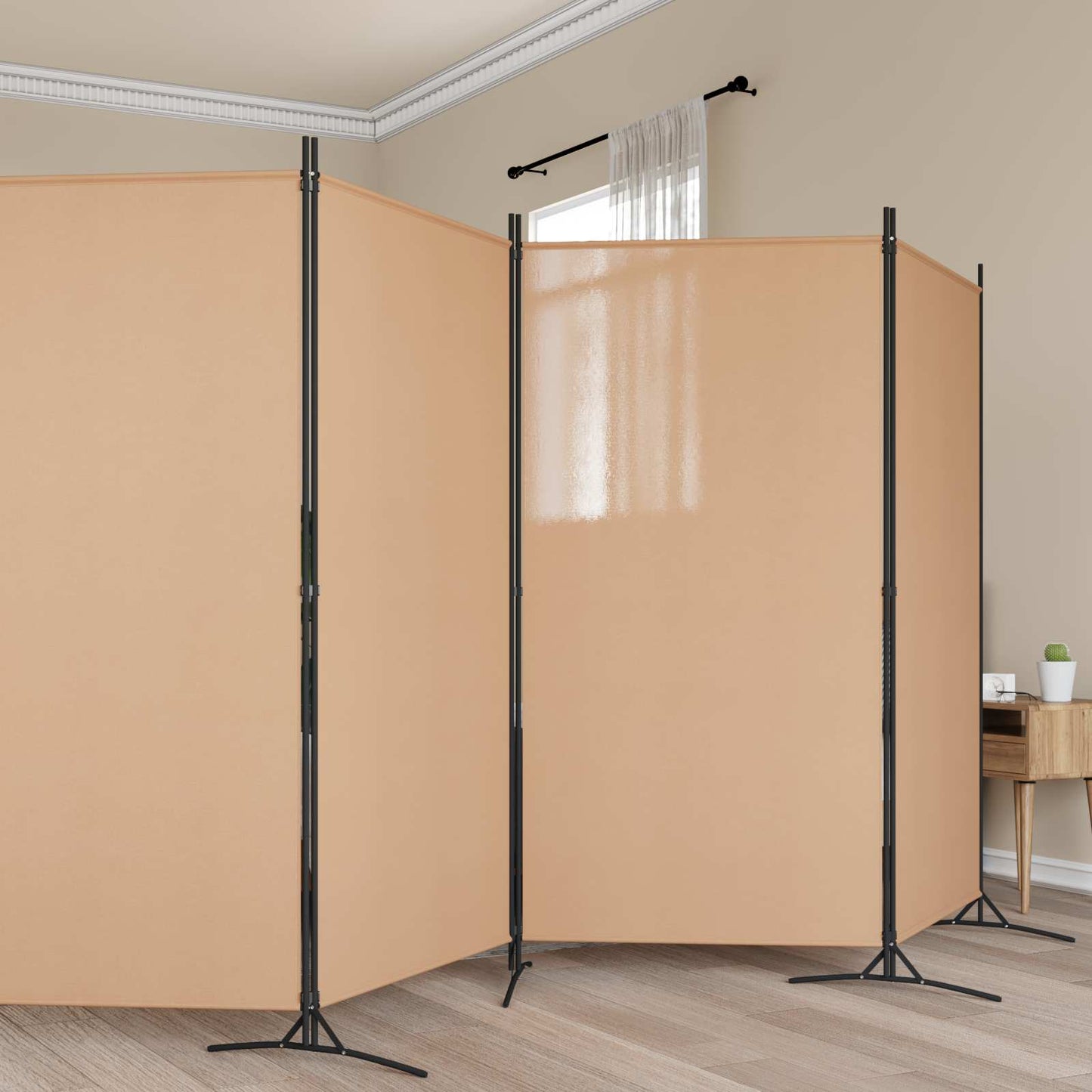 vidaXL 5-Panel Room Divider Beige 433 x 180 cm Fabric