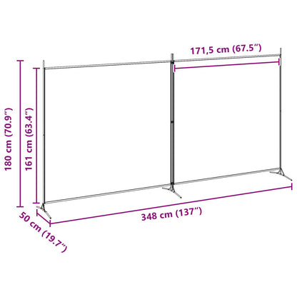 vidaXL 2-Panel Room Divider Beige 348 x 180 cm Fabric