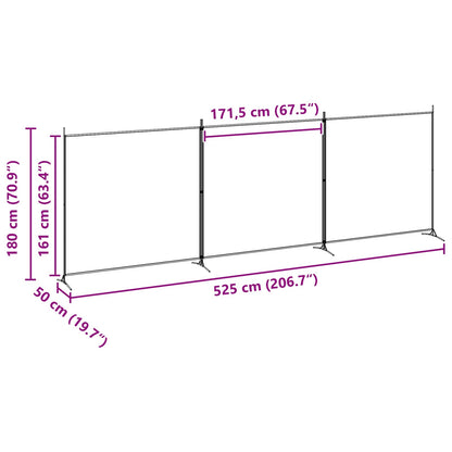 vidaXL 4-Panel Room Divider Beige 525 x 180 cm Fabric