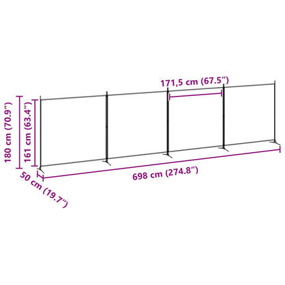 vidaXL 4-Panel Room Divider Beige 698 x 180 cm Fabric