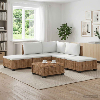 vidaXL 6 pcs Rattan Lounge Set with Cushions GENDT Natural Rattan