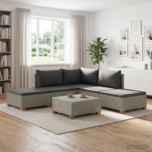 vidaXL 6 pcs Rattan Lounge Set with Cushions GENDT Natural Rattan