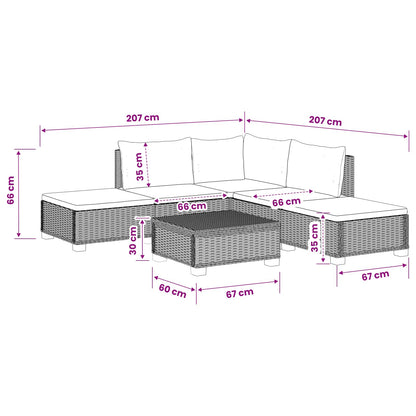 vidaXL 6 pcs Rattan Lounge Set with Cushions GENDT Natural Rattan