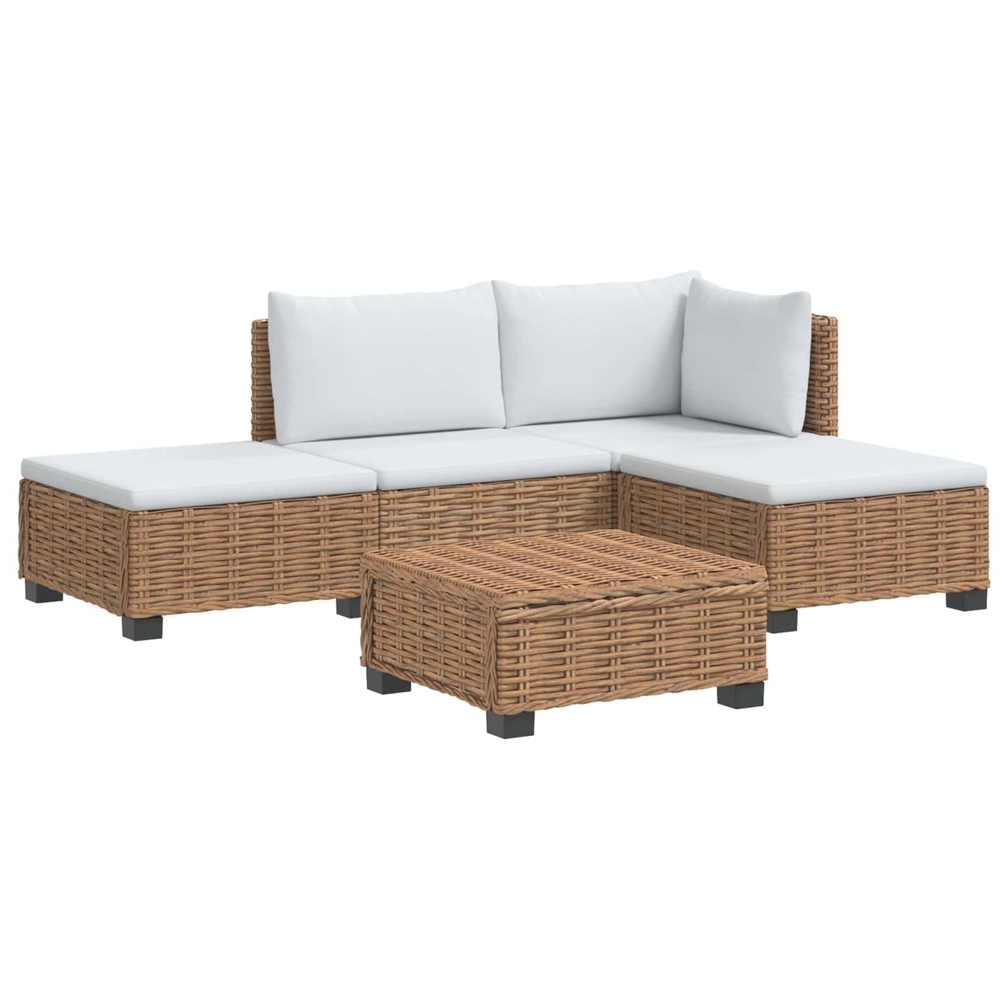 vidaXL 4 pcs Rattan Lounge Set with Cushions GENDT Natural Rattan