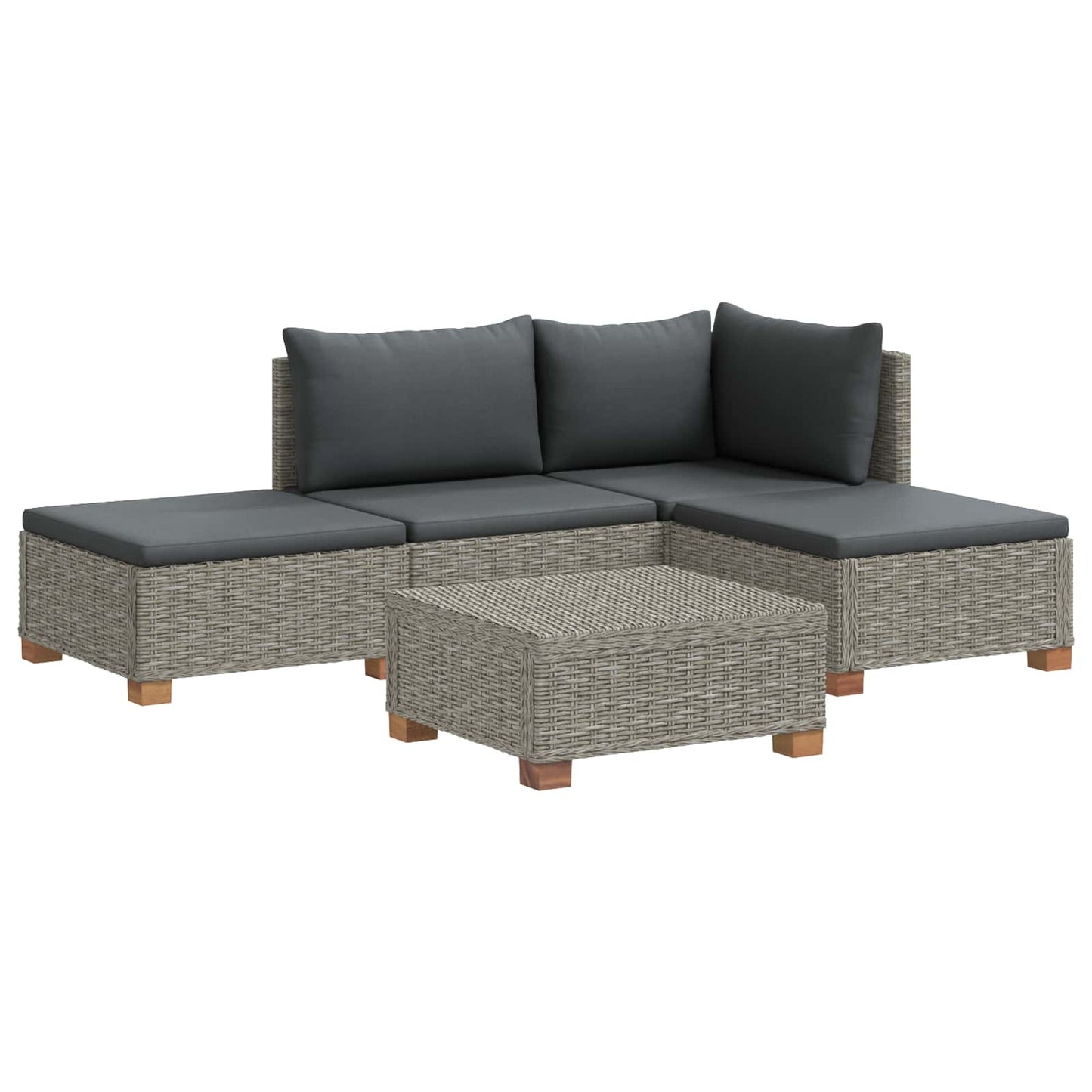 vidaXL 4 pcs Rattan Lounge Set with Cushions GENDT Natural Rattan