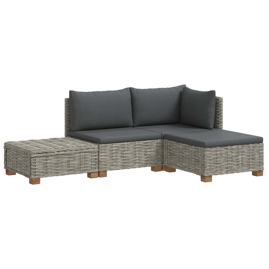 vidaXL 4 pcs Rattan Lounge Set with Cushions GENDT Natural Rattan