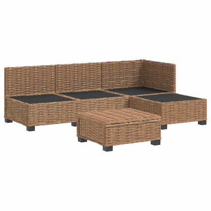vidaXL 5 pcs Rattan Lounge Set with Cushions GENDT Natural Rattan
