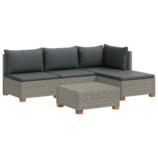 vidaXL 5 pcs Rattan Lounge Set with Cushions GENDT Natural Rattan