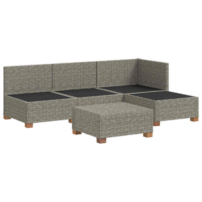 vidaXL 5 pcs Rattan Lounge Set with Cushions GENDT Natural Rattan