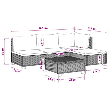 vidaXL 5 pcs Rattan Lounge Set with Cushions GENDT Natural Rattan