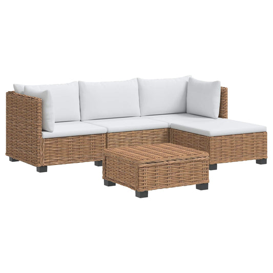vidaXL 5 pcs Rattan Lounge Set with Cushions GENDT Natural Rattan