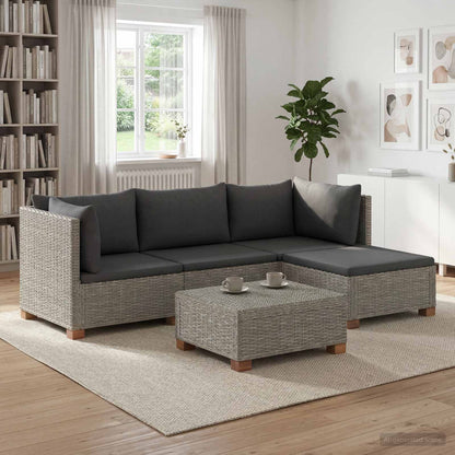 vidaXL 5 pcs Rattan Lounge Set with Cushions GENDT Natural Rattan