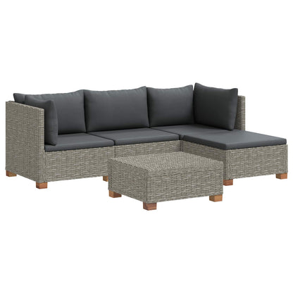 vidaXL 5 pcs Rattan Lounge Set with Cushions GENDT Natural Rattan