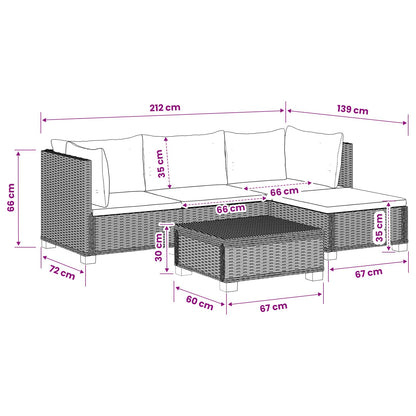 vidaXL 5 pcs Rattan Lounge Set with Cushions GENDT Natural Rattan