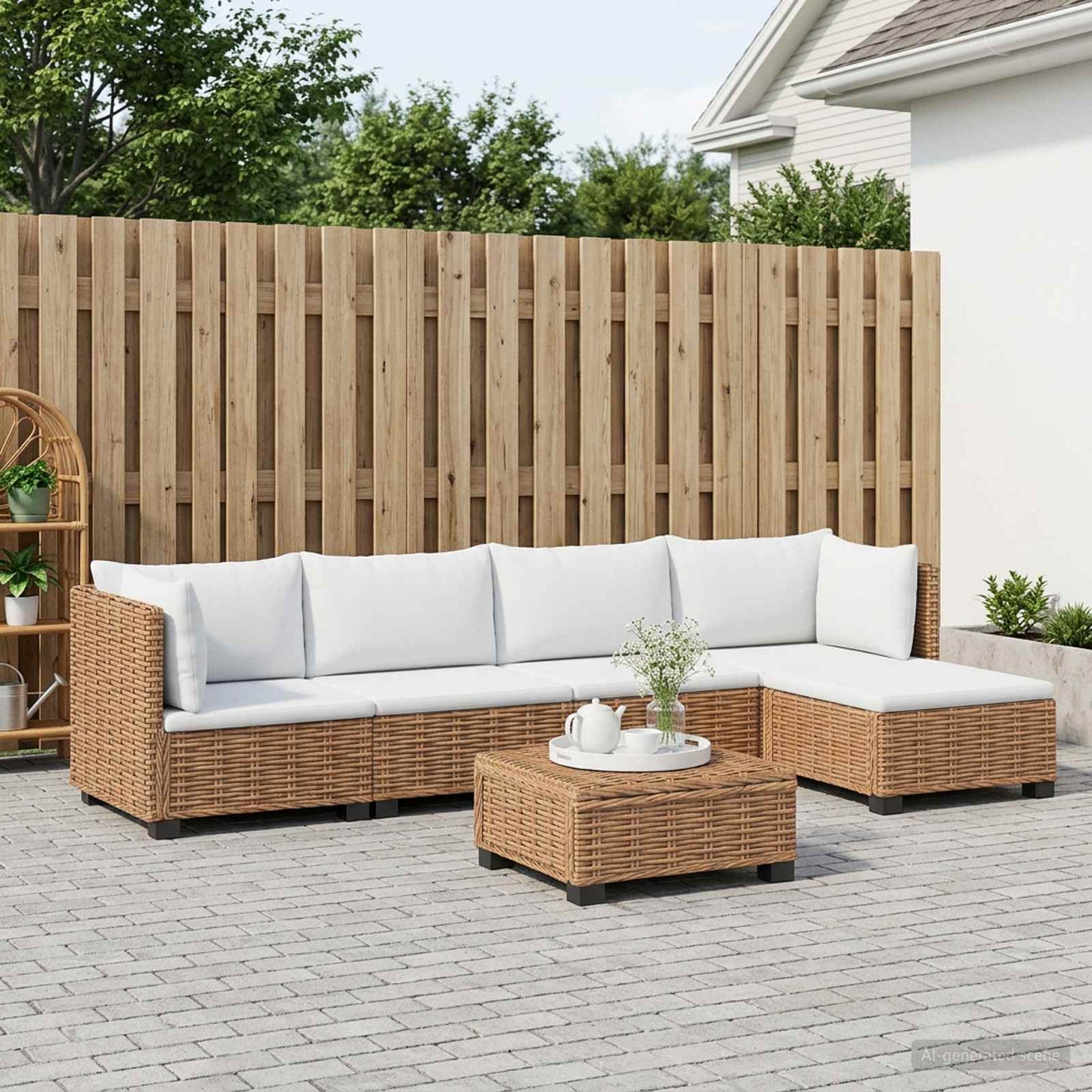 vidaXL 6 pcs Rattan Lounge Set with Cushions GENDT Natural Rattan