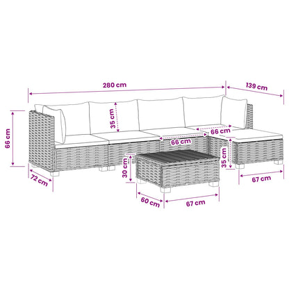 vidaXL 6 pcs Rattan Lounge Set with Cushions GENDT Natural Rattan